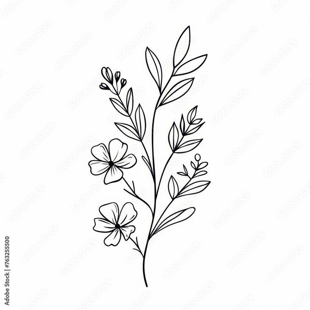 KS Floral branch and minimalist flowers for logo or tatto. KS Floral branch and minimalist flowers for logo or tatto.
