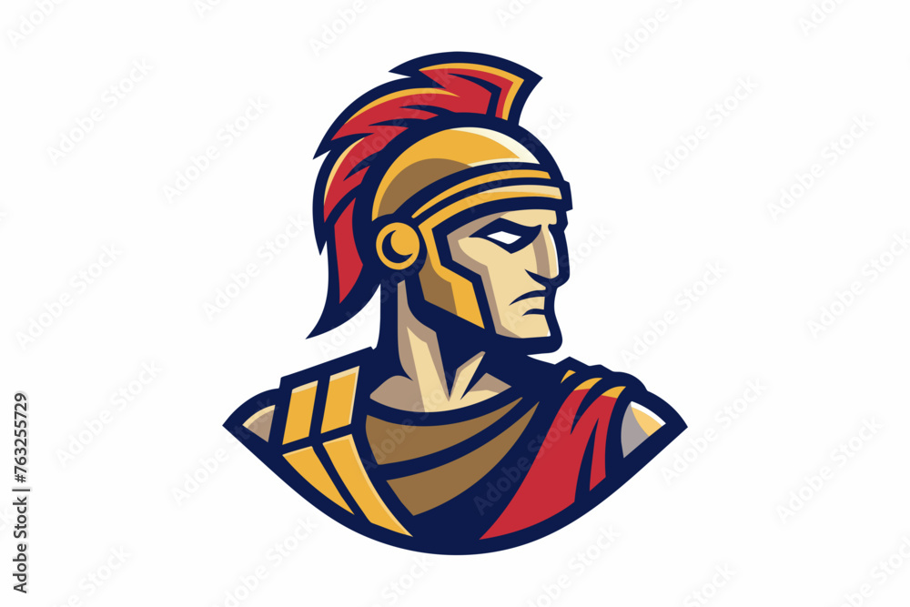 ancient roman warrior bust for the logo, simple, clean, minimalistic
