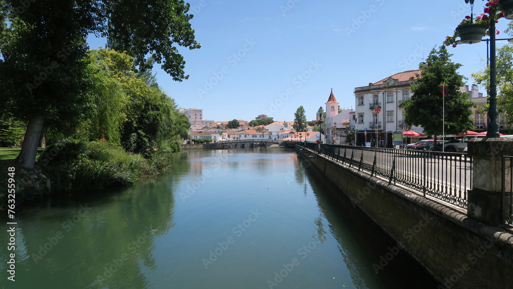 View of Rio Nabão: 
The Nabão river is a Portuguese tributary of the Zêzere river that passes through the city of Tomar. It rises in the municipality of Ansião, in Olhos de Água