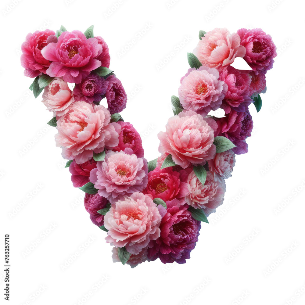 Isolated Floral Letter on a Clear PNG Canvas, Generative AI Isolated Floral Letter on a Clear PNG Canvas, Generative AI
