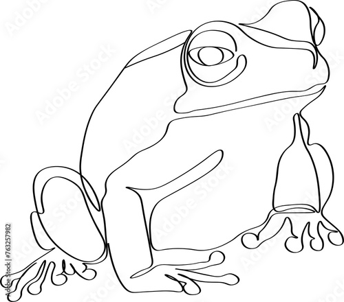 One single line drawing of cute frog for company logo identity. Amphibian animal icon concept. Trendy continuous line draw graphic illustration.