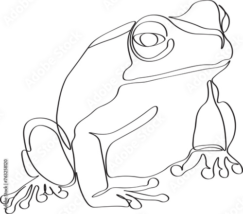 One single line drawing of cute frog for company logo identity. Amphibian animal icon concept. Trendy continuous line draw graphic illustration.