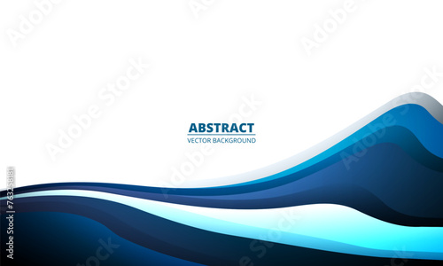 White minimal abstract background with blue colored dynamic wave shapes. White and blue background graphic design template with curve shapes. Vector illustration