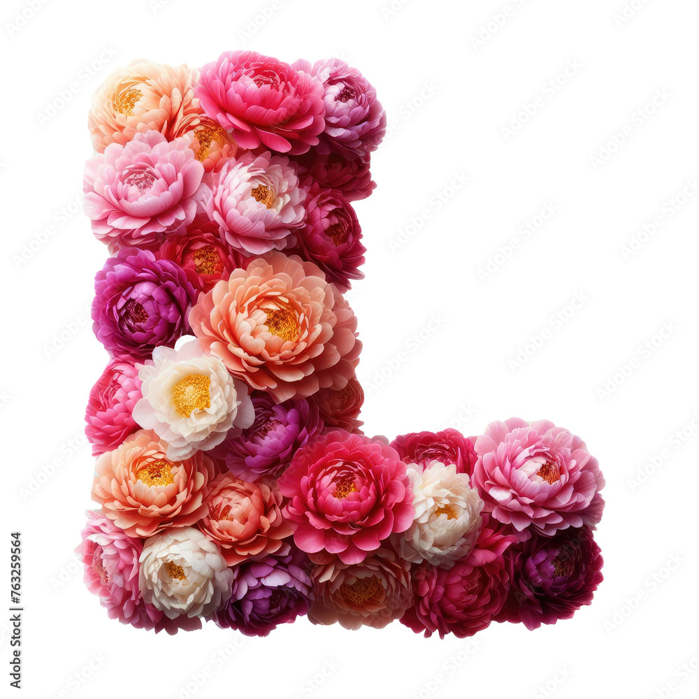 Isolated Floral Letter on a Clear PNG Canvas, Generative AI Isolated Floral Letter on a Clear PNG Canvas, Generative AI