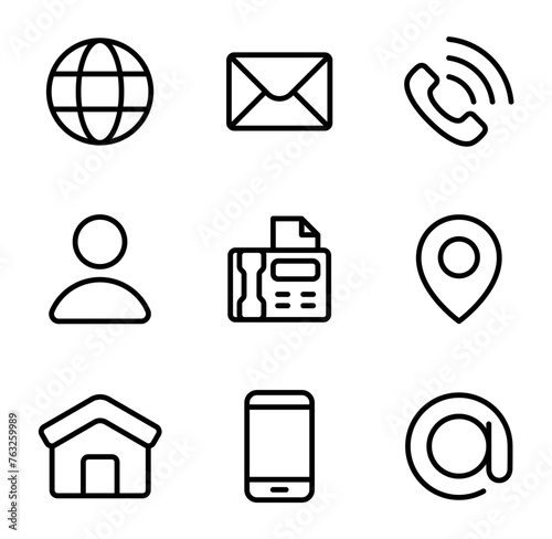 contact icon vector set. symbol, sign