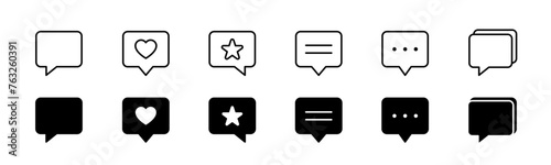 Speech bubble icon set. Line and glyph chat icon. Message bubble balloon