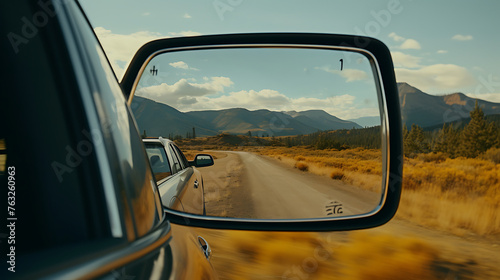 Adjust the rearview mirror in an SUV.