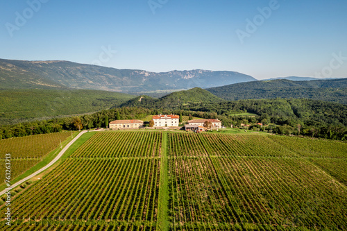 Aerial view of Belaj Castle in Istria, Croatia during summer.