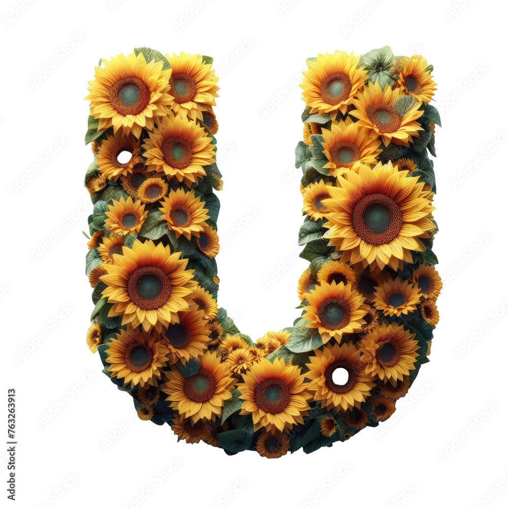 Isolated Floral Letter on a Clear PNG Canvas, Generative AI Isolated Floral Letter on a Clear PNG Canvas, Generative AI