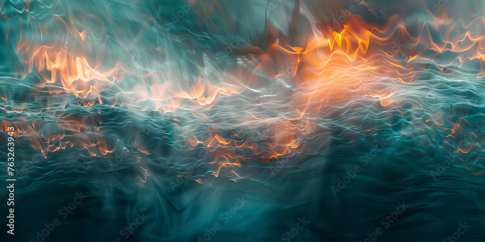 Abstract Fiery Waves Interlacing Energy in Aquatic Dance Banner - obrazy, fototapety, plakaty 