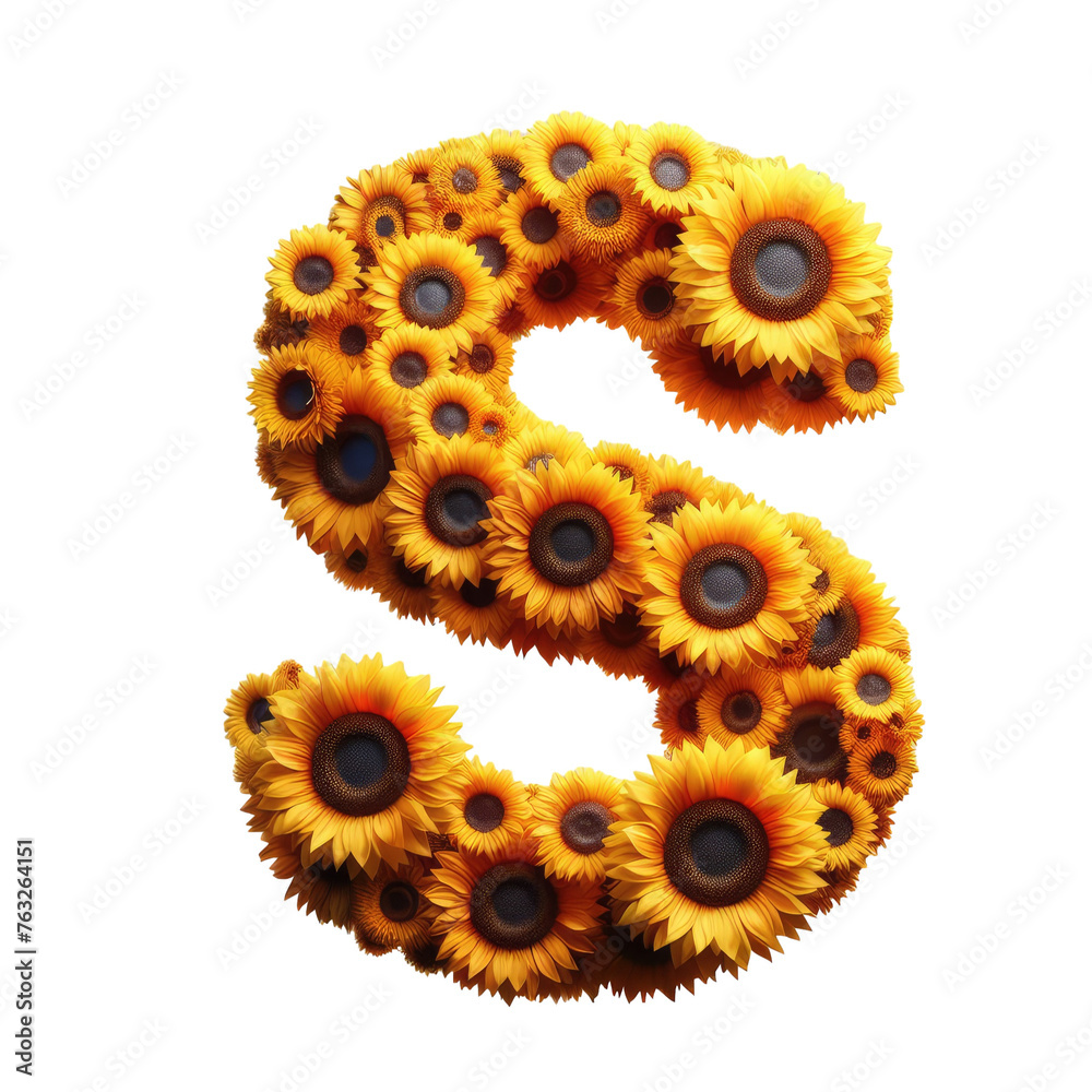 Isolated Floral Letter on a Clear PNG Canvas, Generative AI Isolated Floral Letter on a Clear PNG Canvas, Generative AI
