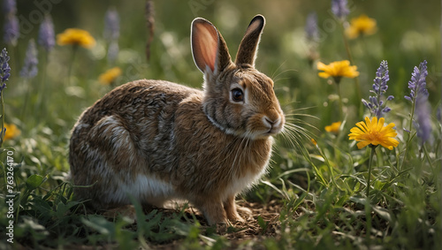 Cute Brown Bunny Rabbit on a Spring Day