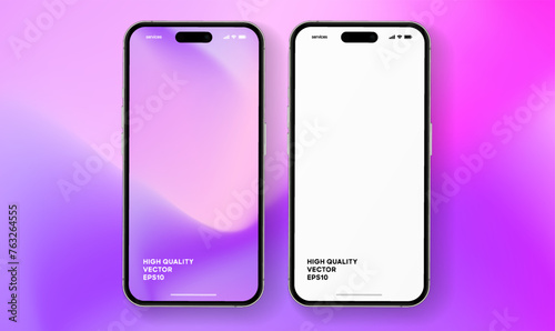 Realistic smartphone mockup. Mobile phone vector with isolated on white background. Device front view. 3D mobile phone with shadow. Realistic, high quality smart phone mockup for ui ux presentation.