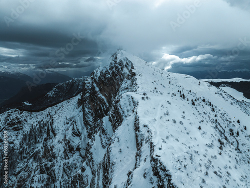 Aerial view of Mount Boldone and Palon peak in the alps, Trentino, Italy. photo