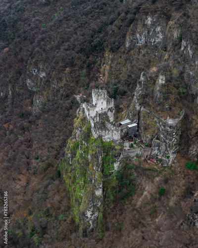 Aerial view of Haderburg castle, Salorno, South Tyrol, Italy. photo