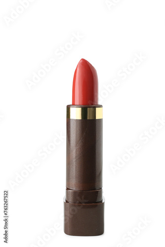 Beautiful red lipstick on white background