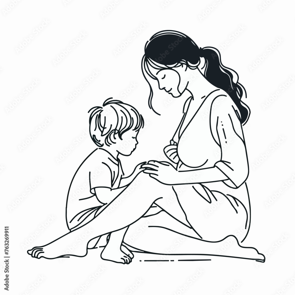 parent and child minimalist art style illustration parent and child minimalist art style illustration