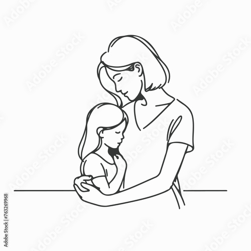 Mother and daughter minimalist style illustration 