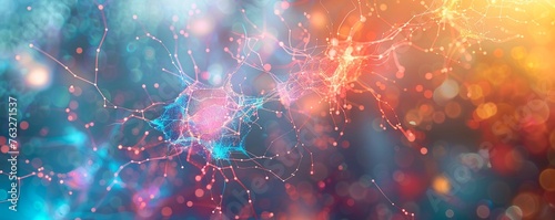 Immerse viewers in the future of learning with a dynamic frontal view depicting colorful neural connections symbolizing neuroplasticitys role in education Capture innovation and hope in a single image photo
