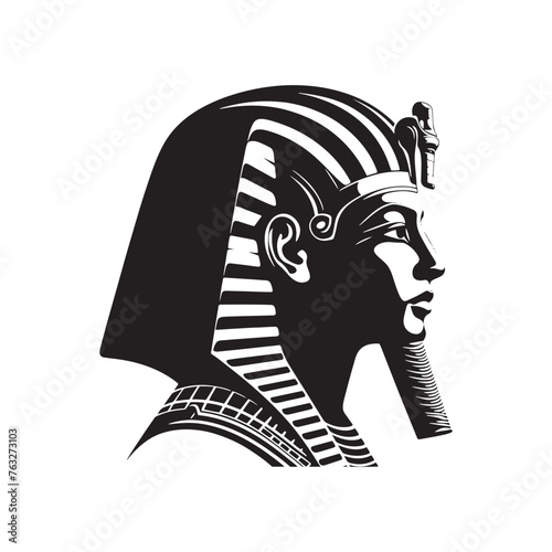 Splendid Akhenaten Silhouette Portrait - Conveying the Splendor and Magnificence of Pharaohs in Illustration - Minimallest Akhenaten Vector - Egyptian Silhouette
