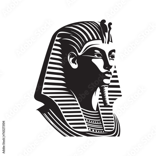 Radiant Akhenaten Silhouette Portrait - Illuminating the Power and Grace of Ancient Monarchs in Illustration - Minimallest Akhenaten Vector - Egyptian Silhouette
