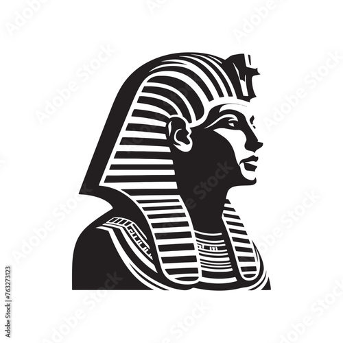 Serene Akhenaten Silhouette Artistry - Embodying the Tranquility and Wisdom of Ancient Kings in Illustration - Minimallest Akhenaten Vector - Egyptian Silhouette
