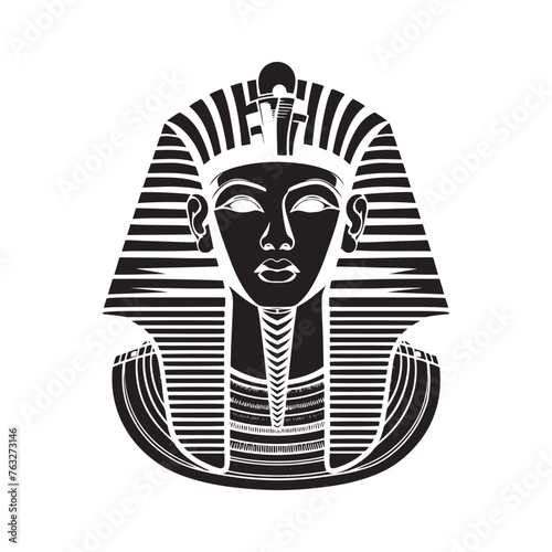 Majestic Akhenaten Silhouette Portrait - Capturing the Regal Essence of Pharaohs in Illustration - Minimallest Akhenaten Vector - Egyptian Silhouette
