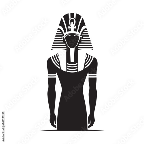 Divine Akhenaten Silhouette Tribute - Celebrating the Divine Rule of Ancient Egyptian Pharaohs in Illustration - Minimallest Akhenaten Vector - Egyptian Silhouette
