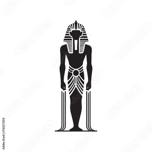 Resplendent Akhenaten Silhouette Artistry - Portraying the Grandeur of Pharaohs in Illustration - Minimallest Akhenaten Vector - Egyptian Silhouette
