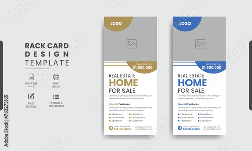 Real estate rack business rack card template design, Creative modern corporate real estate agency rack card or dl flyer template design