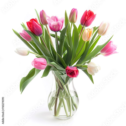bouquet of tulips in a vase isolated on white background  © Uwe