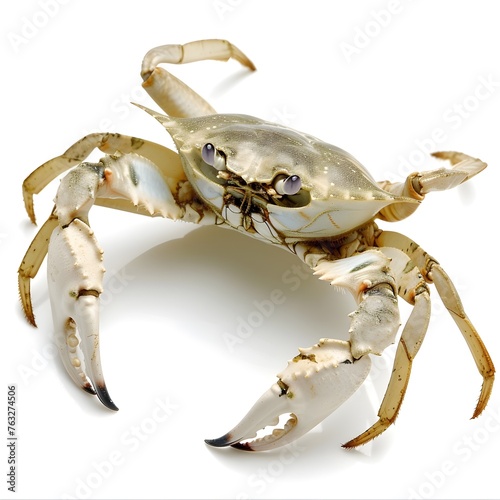 a crab is in front of a white background photo