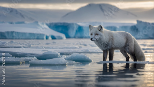 Arctic Wildlife  Stunning White Wolf in winter day