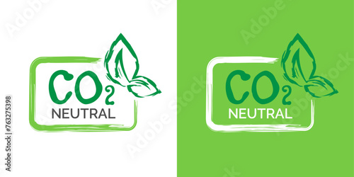 co2 neutral dioxide carbon green logo icon sticker design vector illustration