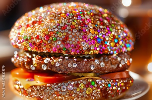 Glittering rhinestone burger
