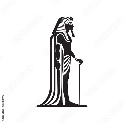 Noble Hatshepsut Silhouette Spectacle - Revering the Storied Legacy of Egypt's Most Influential Pharaoh with Hatshepsut Illustration - Minimallest Hatshepsut Vector - Egyptian Silhouette
