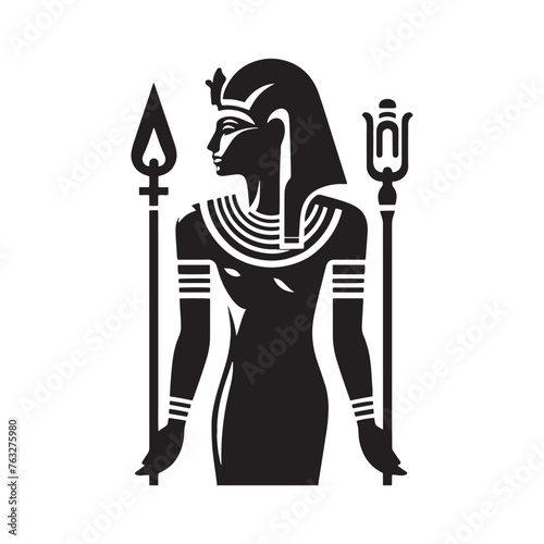 Hatshepsut Silhouette Extravaganza - Embarking on a Visual Journey through the Reign of Egypt's Legendary Pharaoh with Hatshepsut Illustration - Minimallest Hatshepsut Vector - Egyptian Silhouette
