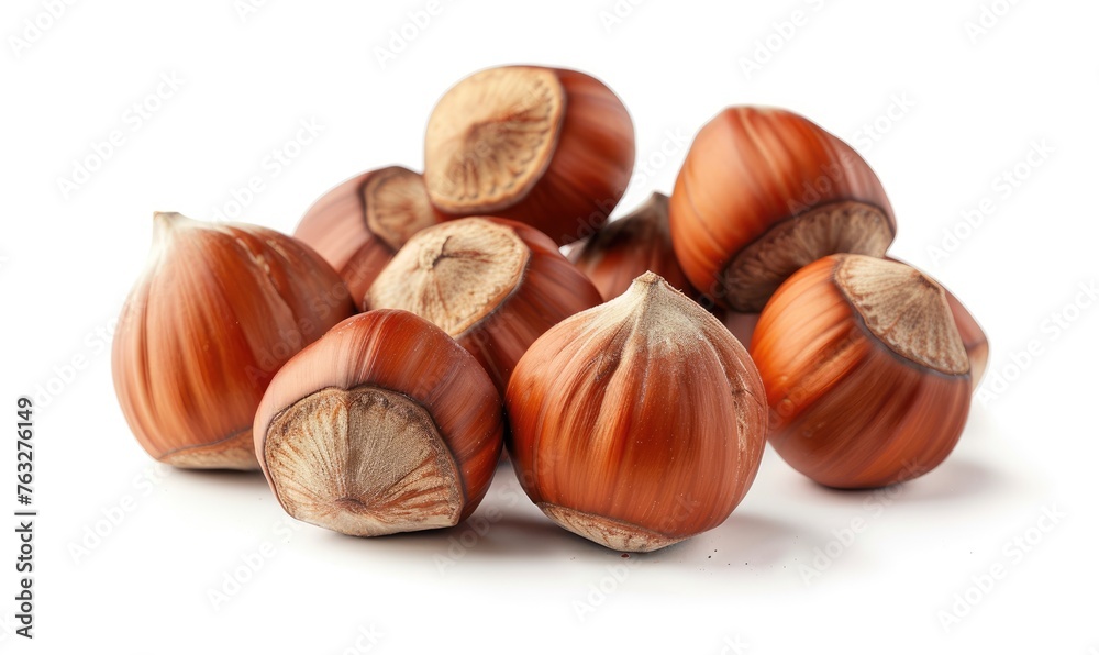 Hazelnuts isolated over white background. Hazelnuts isolated over white background.