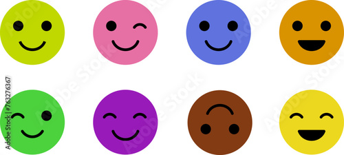 Emoticons set happy emoji full color. Vector icon