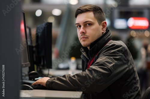 NATO employee at computer