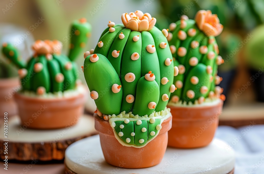 Cactus-themed pastry creation