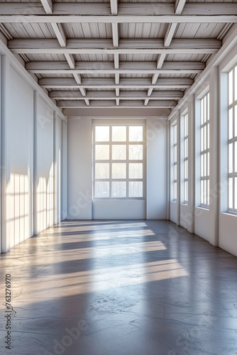 Large open room with many windows and skylights.