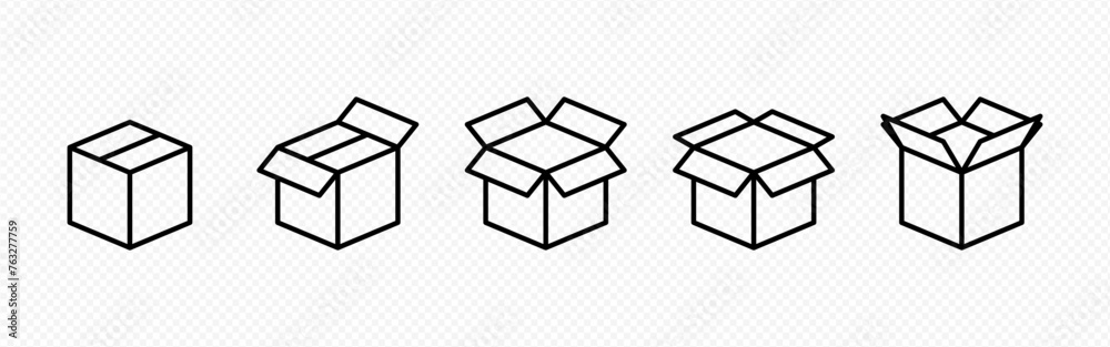 Vector isolated Box icon set Vector isolated Box icon set