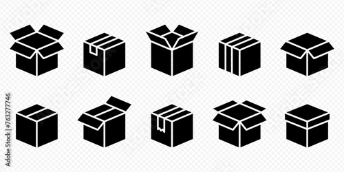Vector isolated Box icon set photo