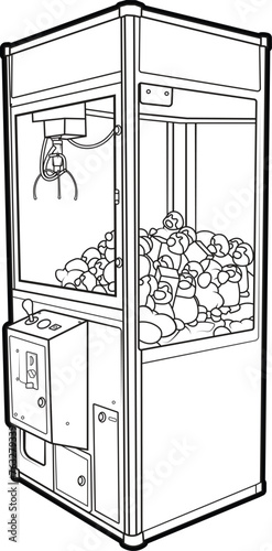 Vector claw machine black and white line art