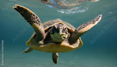 A Turtle With Its Flippers Outstretched Catching Upscaled 10