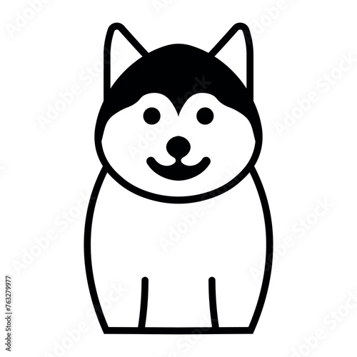 black vector shiba inu icon on white background