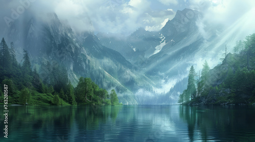 lake among mountains