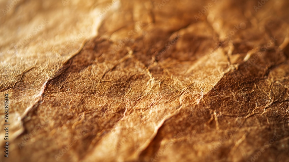 Crumpled piece of textured brown kraft paper Crumpled piece of textured brown kraft paper