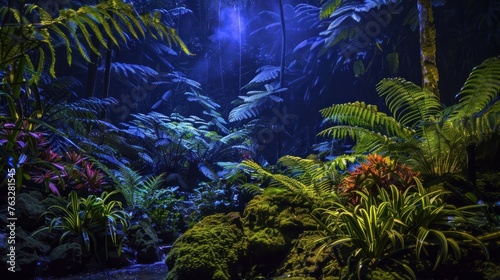 Vegetation by night  in Terra Nostra park Furnas Sao Miguel island Azores Portugal